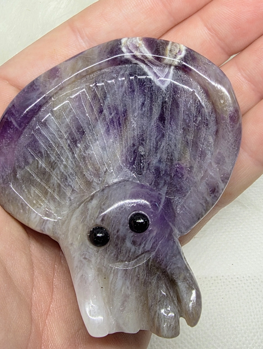 Amethyst Mushroom Carving 3” Crystal Figurine Purple Quartz Decor